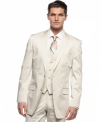 The perfect tan. In a warm-weather palette, this Calvin Klein blazer lightens up your dress wardrobe. The perfect tan. In a warm-weather palette, this Calvin Klein blazer lightens up your dress wardrobe.