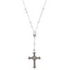 Silver Tone Crystal Pearl Cross Necklace