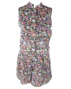 10 Crosby Derek Lam Womens Multi Floral Sleeveless Shorts Romper 4