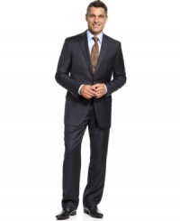 Time to step it up at the office? This navy stripe suit from Tasso Elba is guaranteed to get the job done. Time to step it up at the office? This navy stripe suit from Tasso Elba is guaranteed to get the job done.