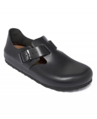 The sleeker shape of the London by Birkenstock is stylish and streetwise. The sleeker shape of the London by Birkenstock is stylish and streetwise.