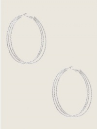GUESS Silver-Tone Textured Triple Hoop Earring, SILVER GUESS Silver-Tone Textured Triple Hoop Earring, SILVER