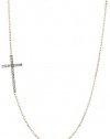 KC Designs Faithfully Yours 14k White and Yellow Gold, Diamond Side Cross Pendant Necklace, 18