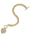 You'll be enamored with Charter Club's adorable charm bracelet. A thick oval link chain highlights a pave-crystal heart charm in gold tone mixed metal. Approximate length: 7-1/2 inches. Approximate drop: 1 inch.