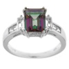 Sterling Silver Octagon Mystic Fire Topaz and White Topaz Ring