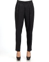 THE LOOKMid-width waistband with belt loops and logo button closureFront zipperPleated frontSide pocketsTapered cuffsDual button flap pockets at backTHE FITRise, about 10Inseam, about 29THE MATERIAL59% polyester/41% acetateCARE & ORIGINDry cleanMade in Italy