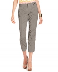 Bold rhinestone buttons add just a touch of bling to INC's curvy-fit cotton-blend pants! Bold rhinestone buttons add just a touch of bling to INC's curvy-fit cotton-blend pants!