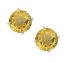 Sterling Silver 925 Genuine Citrine 4mm Brilliant Round Stud Earrings [Jewelry]