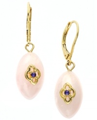 Love cool colors? Lauren by Ralph Lauren's sweetly shimmering pastel earrings are perfect for you. Crafted in gold tone mixed metal, earrings feature semi-precious rose quartz navette drops and sparkling resin details. Approximate drop: 3/4 inch. Love cool colors? Lauren by Ralph Lauren's sweetly shimmering pastel earrings are perfect for you. Crafted in gold tone mixed metal, earrings feature semi-precious rose quartz navette drops and sparkling resin details. Approximate drop: 3/4 inch.