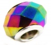 0.60 Inch, 5mm Core Faceted Iridescent Rainbow Multicolor Crystal Pandora & Chamilia Compatible Round Charm Bead for European Bracelets (15mm Diameter)