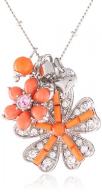 Betsey Johnson Iconic Coral Glam Flower Pendant Necklace Betsey Johnson Iconic Coral Glam Flower Pendant Necklace