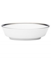 An instant classic, the Austin Platinum vegetable bowl from Noritake layers ribbons of black, patterned platinum bands and shimmering dots in white fine china. An instant classic, the Austin Platinum vegetable bowl from Noritake layers ribbons of black, patterned platinum bands and shimmering dots in white fine china.