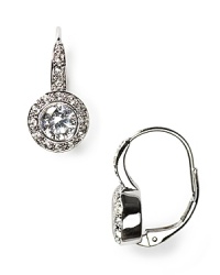 Cubic zirconium crystal leverback earrings with clasp closure for pierced ears. 1.9 ct. t.w. Cubic zirconium crystal leverback earrings with clasp closure for pierced ears. 1.9 ct. t.w.