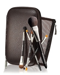 Everything you need for flawless application with travel-friendly tools in a chic carrier case.Brush up on beauty this holiday season with Laura Mercier's must-have Deluxe Travel Brush Collection for flawless makeup application. Perfect for on-the-go, this sleek, chic brush case features a rigid, hard shell design with two pockets and a removable mesh pouch housing a combination of nine professional brushes for face, cheeks, eyes and brows. Includes nine brushes (four double ended and one full size):• Double-Ended Secret Camouflage/Camouflage Powder Brush• Double-Ended All Over Eye Color/ Pony Tail Brush• Double-Ended Flat Eye Liner/Smudge Brush• Double-Ended Brow Definer/Brow Grooming Brush• Full-Size Cheek Color Brush Everything you need for flawless application with travel-friendly tools in a chic carrier case.Brush up on beauty this holiday season with Laura Mercier's must-have Deluxe Travel Brush Collection for flawless makeup application. Perfect for on-the-go, this sleek, chic brush case features a rigid, hard shell design with two pockets and a removable mesh pouch housing a combination of nine professional brushes for face, cheeks, eyes and brows. Includes nine brushes (four double ended and one full size):• Double-Ended Secret Camouflage/Camouflage Powder Brush• Double-Ended All Over Eye Color/ Pony Tail Brush• Double-Ended Flat Eye Liner/Smudge Brush• Double-Ended Brow Definer/Brow Grooming Brush• Full-Size Cheek Color Brush