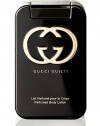 Gucci Guilty is about breaking social conventions and the feeling that you can attain whatever you want. Push your personal boundaries and experience the thrill of the forbidden, so you feel free and invincible.A daring oriental floral with mandarin and pink pepper top notes leading to a heart of peach, lilac and geranium reveals a base of ambery notes and patachouli. Moisturize your skin with Gucci Guilty body lotion and awaken your sense. 6.7 oz. 