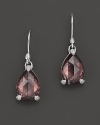 Pear-shaped raspberry crystal is set in sterling silver on these classic Judith Ripka earrings.