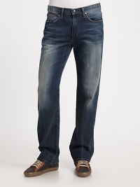 Carefree, relaxed-fit silhouette in a medium wash and light fading for a well-worn finish.Five-pocket styleZip flyInseam, about 3498% cotton/2% elastaneMachine washImported Carefree, relaxed-fit silhouette in a medium wash and light fading for a well-worn finish.Five-pocket styleZip flyInseam, about 3498% cotton/2% elastaneMachine washImported
