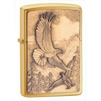 New Zippo Lighter Where Eagles Dare Emblem, Brushed Brass New Zippo Lighter Where Eagles Dare Emblem, Brushed Brass
