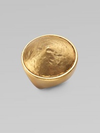 A simply chic design with a wide, distressed cone center in 24k goldplated brass and pewter. 24k goldplated brass and pewterWidth, about 1¼Adjustable from sizes 6.5 to 8.5Made in USA A simply chic design with a wide, distressed cone center in 24k goldplated brass and pewter. 24k goldplated brass and pewterWidth, about 1¼Adjustable from sizes 6.5 to 8.5Made in USA