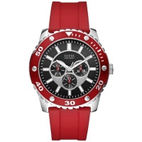 Guess Men's U11075G2 Red Silicone Quartz Watch with Black Dial Guess Men's U11075G2 Red Silicone Quartz Watch with Black Dial