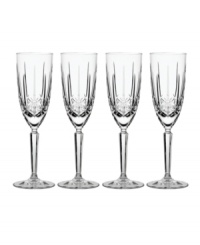 As durable as they are stunning, Sparkle toasting flutes shine bright in dishwasher-safe crystal with a shooting star cut. Faceted stems add extra refinement to this dazzling set from Marquis by Waterford. As durable as they are stunning, Sparkle toasting flutes shine bright in dishwasher-safe crystal with a shooting star cut. Faceted stems add extra refinement to this dazzling set from Marquis by Waterford.
