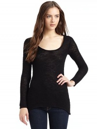 THE LOOKOpen weave designScoopneckLong sleevesHi-lo hemTHE FITAbout 28 from shoulder to hemTHE MATERIAL68% rayon/32% polyesterCARE & ORIGINDry clean or hand washImportedModel shown is 5'9½ (176cm) wearing US size Small.This item was originally available for purchase at Saks Fifth Avenue OFF 5TH stores.9 Months THE LOOKOpen weave designScoopneckLong sleevesHi-lo hemTHE FITAbout 28 from shoulder to hemTHE MATERIAL68% rayon/32% polyesterCARE & ORIGINDry clean or hand washImportedModel shown is 5'9½ (176cm) wearing US size Small.This item was originally available for purchase at Saks Fifth Avenue OFF 5TH stores.9 Months