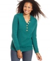 Karen Scott's soft sweater features marled knit and a chic V-neckline. Pair it with jeans for essential weekend style!