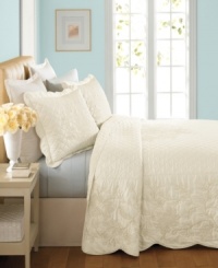 In true Martha Stewart Collection style, this Pressed Flowers sham inspires a vintage feel with beautifully quilted floral and diamond designs all in a soft, cream color scheme. In true Martha Stewart Collection style, this Pressed Flowers sham inspires a vintage feel with beautifully quilted floral and diamond designs all in a soft, cream color scheme.