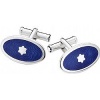 Mont Blanc Oval Blue Enamel with Silver Accents Cufflinks