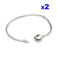 T-W-O Platinium Plated Starter Master Bracelets - Pandora Charms & Beads Compatible Silver Plated - (Available in Sizes 6, 6.5, 7, 7.5, 8, 8.5, 9 Inch Lengths) - Select Size From Drop Down Window