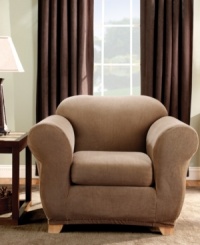 Featuring subtle allover striping in versatile, solid tones, the Stretch Stripe chair slipcover from Sure Fit instantly refreshes your furniture with style and comfort. Easy to care for, this slipcover can be tossed in the wash. Featuring subtle allover striping in versatile, solid tones, the Stretch Stripe chair slipcover from Sure Fit instantly refreshes your furniture with style and comfort. Easy to care for, this slipcover can be tossed in the wash.