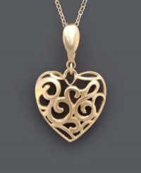 Dabble in the intricacies of the heart. Giani Bernini's unique scroll pendant features a whimsical cut-out motif set in 24k gold over sterling silver. Approximate length: 18 inches. Approximate drop: 1 inch. Dabble in the intricacies of the heart. Giani Bernini's unique scroll pendant features a whimsical cut-out motif set in 24k gold over sterling silver. Approximate length: 18 inches. Approximate drop: 1 inch.