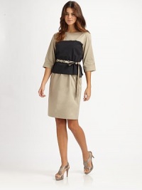 This intriguing poplin style with faux python details and a belted silhouette offers an incredibly chic look. Round neckElbow-length sleevesConcealed button frontPython-patterned, suede beltBack zipperFully linedAbout 38 from shoulder to hem67% cotton/28% polyester/5% elastaneDry clean by leather specialistImported Model shown is 5'9½ (176cm) wearing US size 4. This intriguing poplin style with faux python details and a belted silhouette offers an incredibly chic look. Round neckElbow-length sleevesConcealed button frontPython-patterned, suede beltBack zipperFully linedAbout 38 from shoulder to hem67% cotton/28% polyester/5% elastaneDry clean by leather specialistImported Model shown is 5'9½ (176cm) wearing US size 4.
