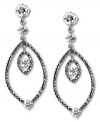 Shower your evening look with a little shimmer. Judith Jack's stunning elegance combines round-cut cubic zirconias (5-3/4 ct. t.w.) with marcasite (1-1/4 ct. t.w.) in a teardrop shape. Set in sterling silver. Approximate drop: 2 inches.