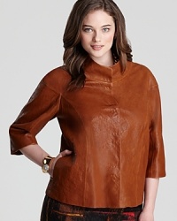 In a rich hue and supple lambskin, this Lafayette 148 New York Plus topper outfits your look with lush, natural appeal.