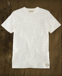 Read between the lines -- this striped tee in featherweight cotton jersey is effortlessly cool in the heat and ideal for layering when the temperature drops. Read between the lines -- this striped tee in featherweight cotton jersey is effortlessly cool in the heat and ideal for layering when the temperature drops.