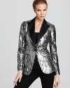 Bring statement shine and masculine edge to your black-tie essentials with this sequin-embellished Moschino Cheap and Chic jacket.