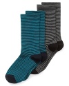 Sweet stripes dash across these soft cotton socks from HUE. Style #U13351.
