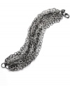 Two times the shimmer. A unique blend of silver and hematite-plated mixed metal link chains creates a look of sublime elegance on Alfani's thick bracelet. Secures with a lobster claw clasp. Approximate length: 8 inches.