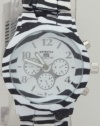 Mark Naimer Animal Trend Zebra Print White Watch White N Black Metal Band
