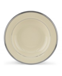 For nearly 150 years, Lenox has been renowned throughout the world as a premier designer and manufacturer of fine china. The Solitaire pattern expresses timeless refinement in the simplicity of translucent ivory bone china banded in polished platinum.