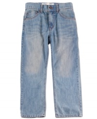 Rugged enough for the playground and cool enough for the classroom, these washed Levi's jeans are as comfortable as they are laid-back. Rugged enough for the playground and cool enough for the classroom, these washed Levi's jeans are as comfortable as they are laid-back.