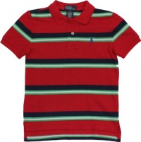 Polo Ralph Lauren Toddler Boys Striped Mesh Polo (3/3T, Red/Navy)