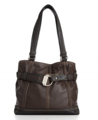 Buckle up and get on board this season with Tignanelllo's soft cinch tote featuring contrast colors and silhouette-enhancing stitching. Buckle up and get on board this season with Tignanelllo's soft cinch tote featuring contrast colors and silhouette-enhancing stitching.