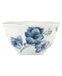 Now in bloom. The Butterfly Meadow Blue cereal bowl from Lenox features the sturdy, scalloped porcelain of original Butterfly Meadow dinnerware but with oversized agapanthus and other new blossoms in shades of blue. Now in bloom. The Butterfly Meadow Blue cereal bowl from Lenox features the sturdy, scalloped porcelain of original Butterfly Meadow dinnerware but with oversized agapanthus and other new blossoms in shades of blue.
