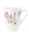 Fresh from the garden, the Butterfly Meadow Herbs mug from Lenox features sturdy porcelain with flowering herbs and a delicately scalloped edge.