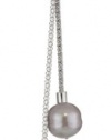 Majorica Sterling Silver 2/14mm Grey and Nuage Baroque Pearls on Love Knot Lariat Pendant Necklace