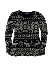 This waffle-knit thermal is rendered with a cozy snowflake print and delicate ruffled trim. This waffle-knit thermal is rendered with a cozy snowflake print and delicate ruffled trim.