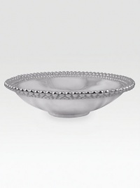 Triple-border bowl in gleaming recycled aluminum maintains the temperature of its contents throughout the meal.Hand-crafted12.5 diam. X 3.5HWipe cleanImported Triple-border bowl in gleaming recycled aluminum maintains the temperature of its contents throughout the meal.Hand-crafted12.5 diam. X 3.5HWipe cleanImported