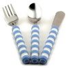 Pencil Grip Gripable Comfortable Cutlery, Fork, Knife, Spoon with Gripable Handles, Blue and White Handles, TPG-640B